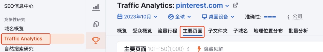 Semrush Traffic Analytics 流量分析